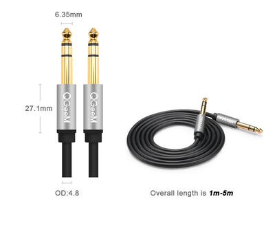 Qgeem QG-AU03 6.35mm Aux Audio Cable 2M - 5
