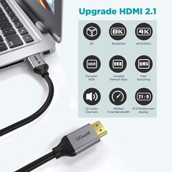 Qgeem QG-AV17 Video and Audio Transmitter HDMI Cable 2.1 Version 8K HD Quality 48Gbps 1.83 meters - 7