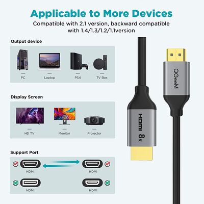 Qgeem QG-AV17 Video and Audio Transmitter HDMI Cable 2.1 Version 8K HD Quality 48Gbps 1.83 meters - 2