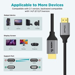 Qgeem QG-AV17 Video and Audio Transmitter HDMI Cable 2.1 Version 8K HD Quality 48Gbps 3.05 meters - 2