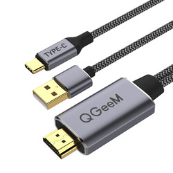 Qgeem QG-UA12 Type-C To HDMI 2 in 1 Kablo - 1