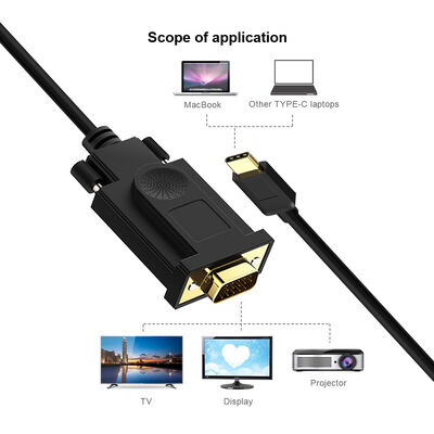 Qgeem QG-UA17 Type-C to VGA Adapter High Definition Converter Cable 1080p 60Hz 1.2 meters - 2