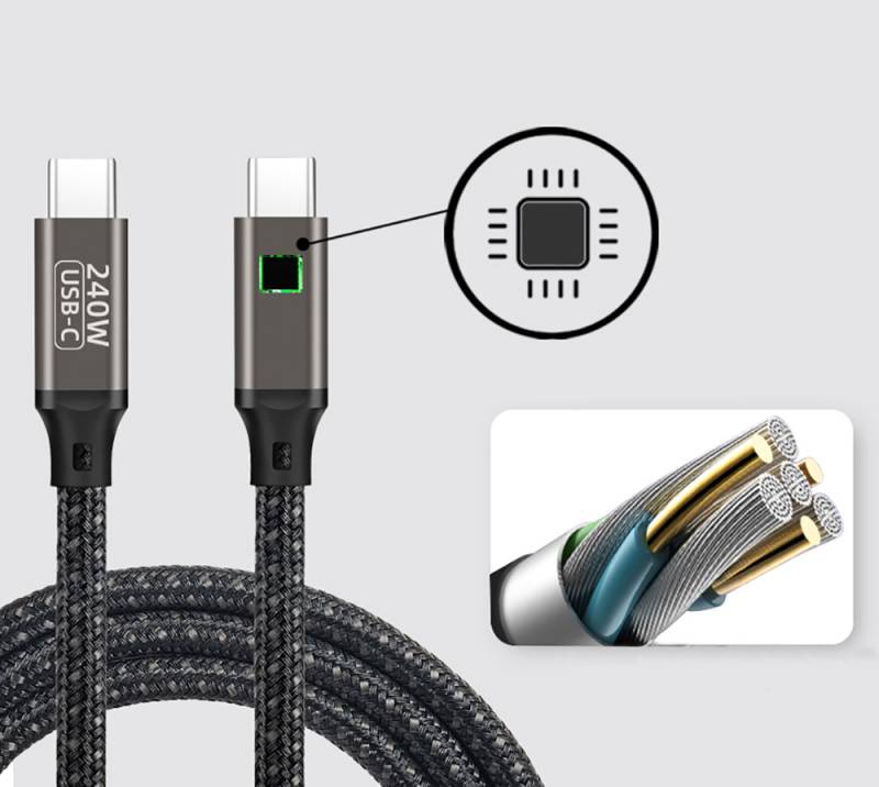Qgeem QG02 Type-C to Type-C PD3.1 Data Cable 240W 480Mbps 0.5 Meter - 9