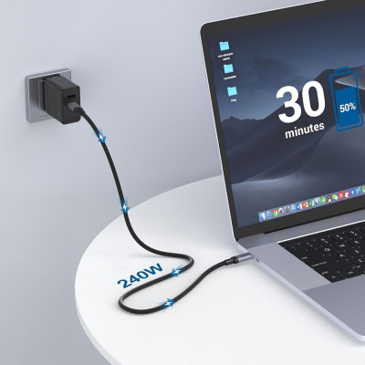 Qgeem QG03 Type-C to Type-C PD 40G 8K@60Hz Data Kablosu 240W 1.5M - 3