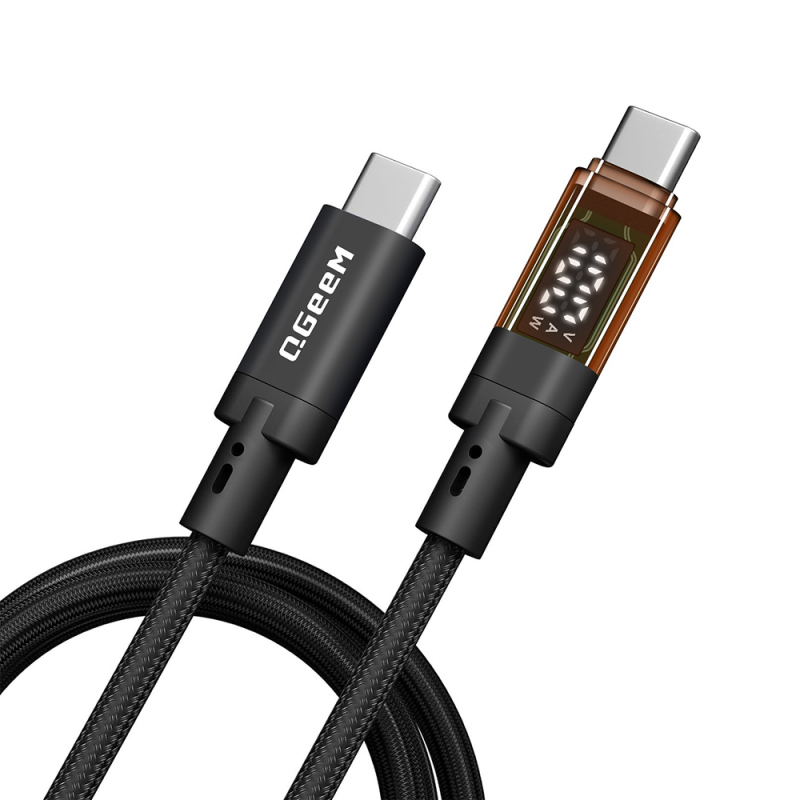 Qgeem QG04 Digital LED Display Type-C to Type-C PD 40G 8K@60Hz Data Cable 240W 1M - 2