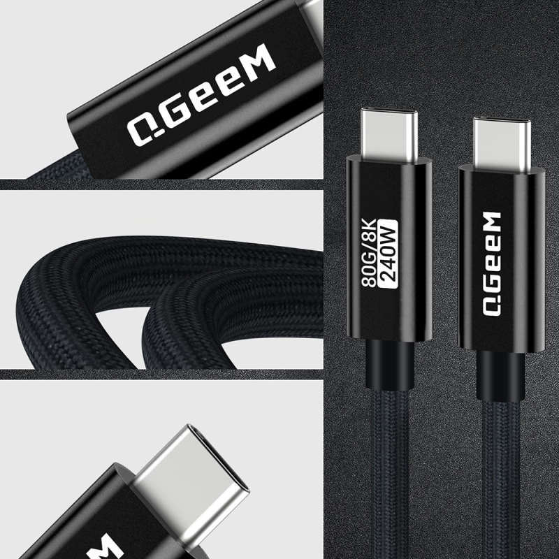 Qgeem QG05 Type-C to Type-C USB5 PD Data Cable 240W 80Gbps 8K@60Hz 1.2 Meter - 6