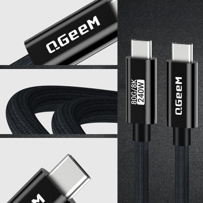 Qgeem QG05 Type-C to Type-C USB5 PD Data Kablosu 240W 80Gbps 8K@60Hz 1.2 Metre - 6