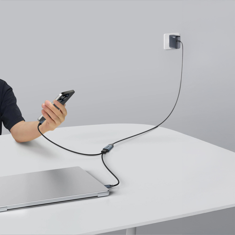 Qgeem Type-C to Type-C 2in1 Data Kablosu 140W 480Mbps 1.2M - 3