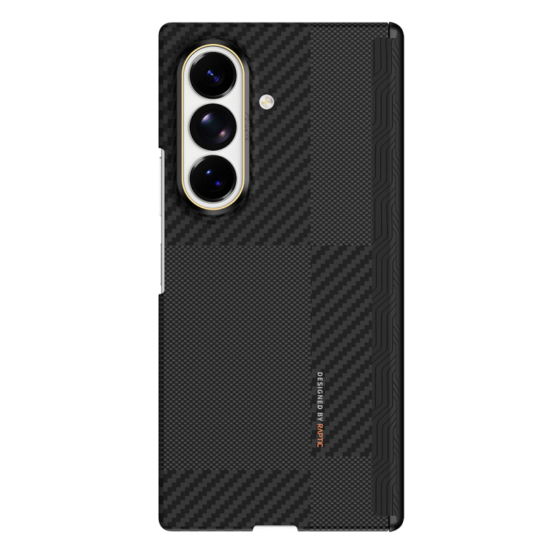 Raptic Aramid SkinPro Series Carbon Cover for Galaxy Z Fold 8 Ultra with Metal Camera Frame and M-Safe Charging Support - 1