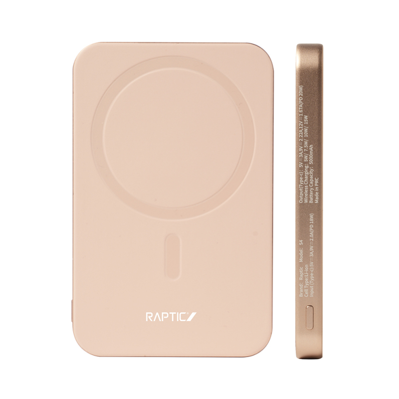 Raptic S4 Aramid-Skin Ultra-Slim Powerbank 15W 5000mAh with M-Safe Charging - 5