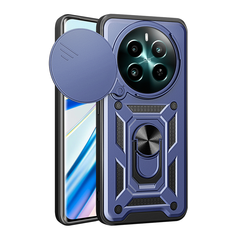 Realme 12 Plus Case with Magnetic Stand Camera Protection Zore Sliding Vega Cover - 1