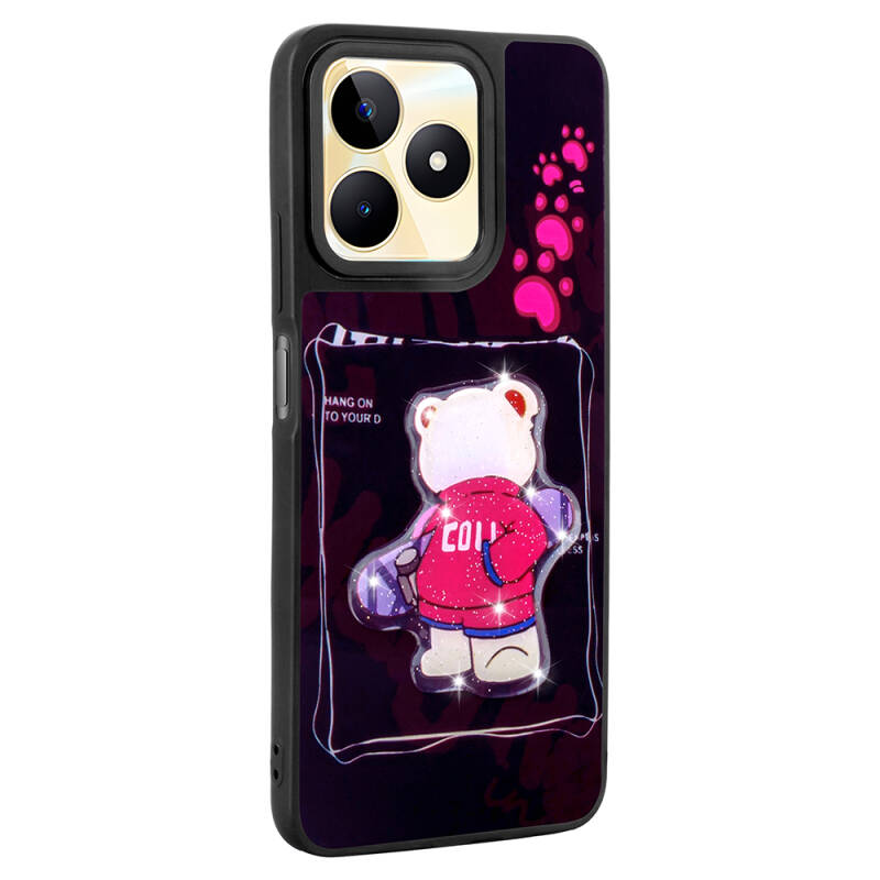 Realme C55 Case Shining Embossed Zore Amas Silicone Cover with Iconic Figure - 9