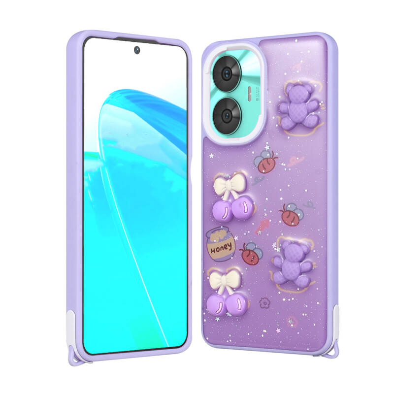 Realme C55 Case Shining Glitter Relief Figured Zore Cevze Cover - 1