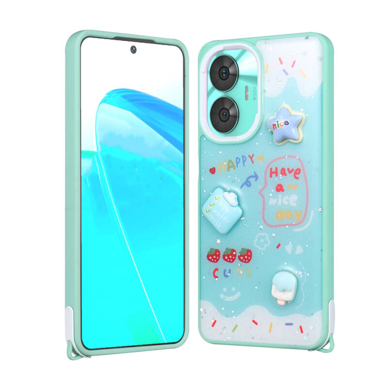 Realme C55 Case Shining Glitter Relief Figured Zore Cevze Cover - 4