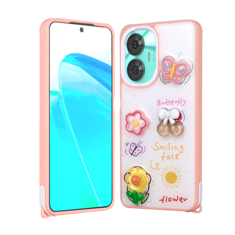 Realme C55 Case Shining Glitter Relief Figured Zore Cevze Cover - 5