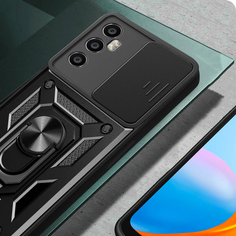 Realme C65 4G Case with Magnetic Stand Camera Protection Zore Sliding Vega Cover - 8