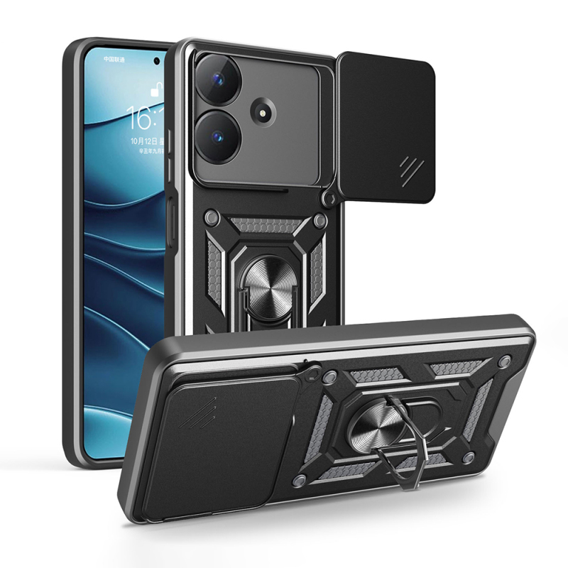 Realme Note 60 Case with Magnetic Stand Camera Protection Zore Sliding Vega Cover - 1