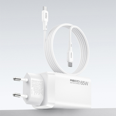 Recci RC123E Type-C PD GaN Technology Mini Fast Charger Set 65W 1M - 8