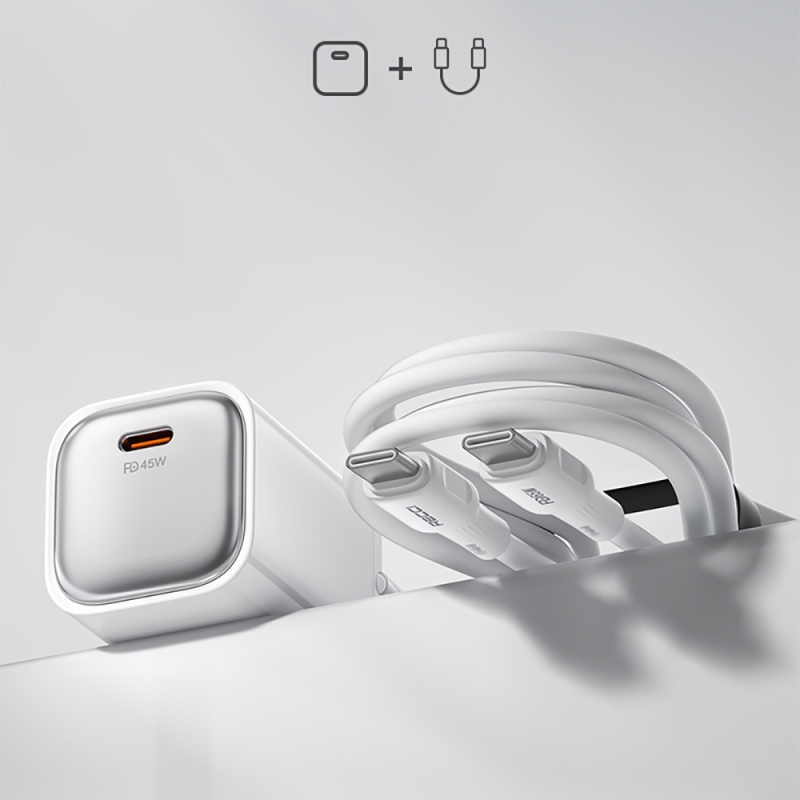 Recci RC132E Type-C PD GaN Technology Mini Fast Charger Set 45W 1M - 3