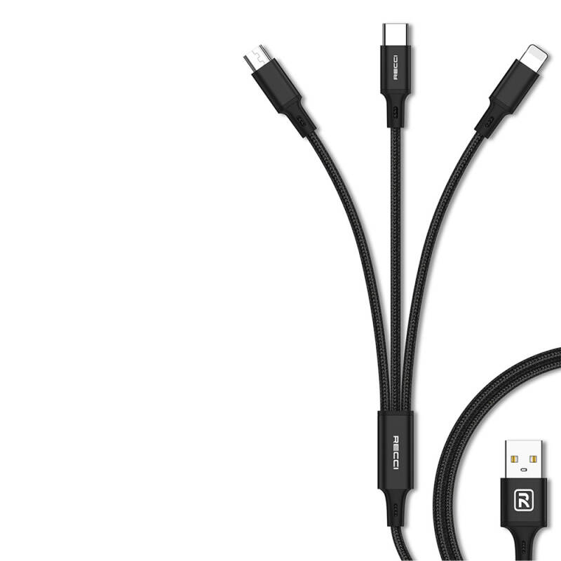 Recci RCS-D120 Fast Wind Series 3in1 USB-A to Lightning – Type-C – Micro Charging and Data Cable 1.2M - 8