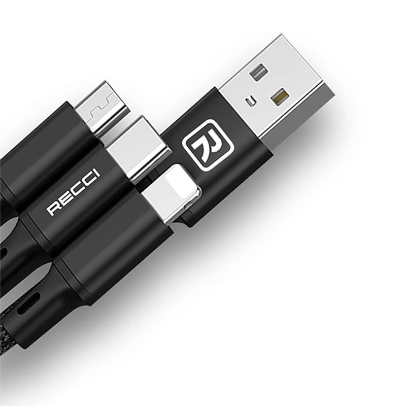 Recci RCS-D120 Fast Wind Series 3in1 USB-A to Lightning – Type-C – Micro Charging and Data Cable 1.2M - 7