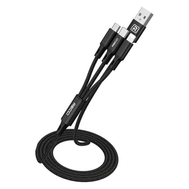 Recci RCS-D120 Fast Wind Series 3in1 USB-A to Lightning – Type-C – Micro Charging and Data Cable 1.2M - 5