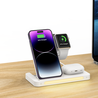 Recci RCW-31 4in1 Magsafe 15W Magnetic Wireless Charging Stand with Fast Charging LED Light - 2