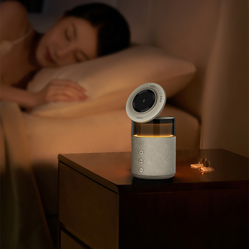 Recci RCW-51 Kablosuz Şarj Standı Ambiyans Işıklı Bluetooth Speaker Hoparlör Özellikli - 10