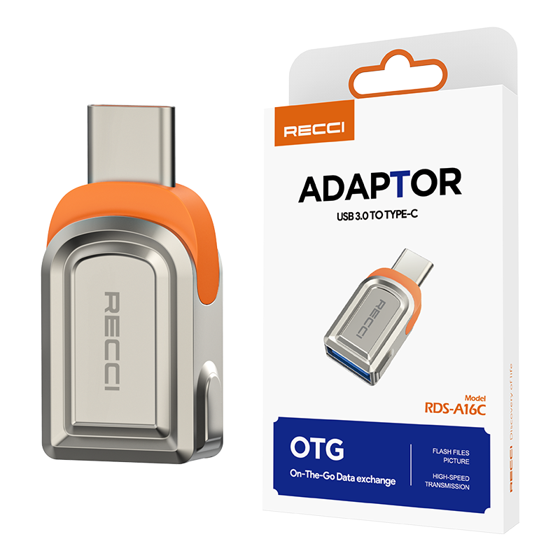 Recci RDS-A16C Ultra Hızlı Veri Aktarıcı Adaptör USB 3.0 to Type-C OTG - 3