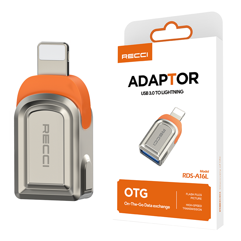 Recci RDS-A16L Ultra Hızlı Veri Aktarıcı Adaptör USB 3.0 to Lightning OTG - 3