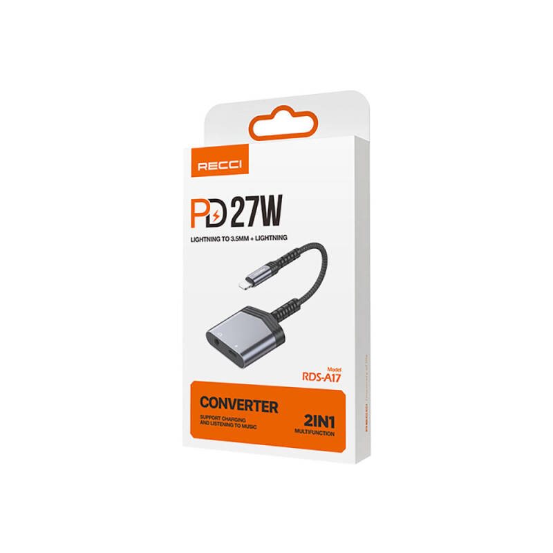 Recci RDS-A17 Lightning 2in1 Charging and Audio Adapter - 5