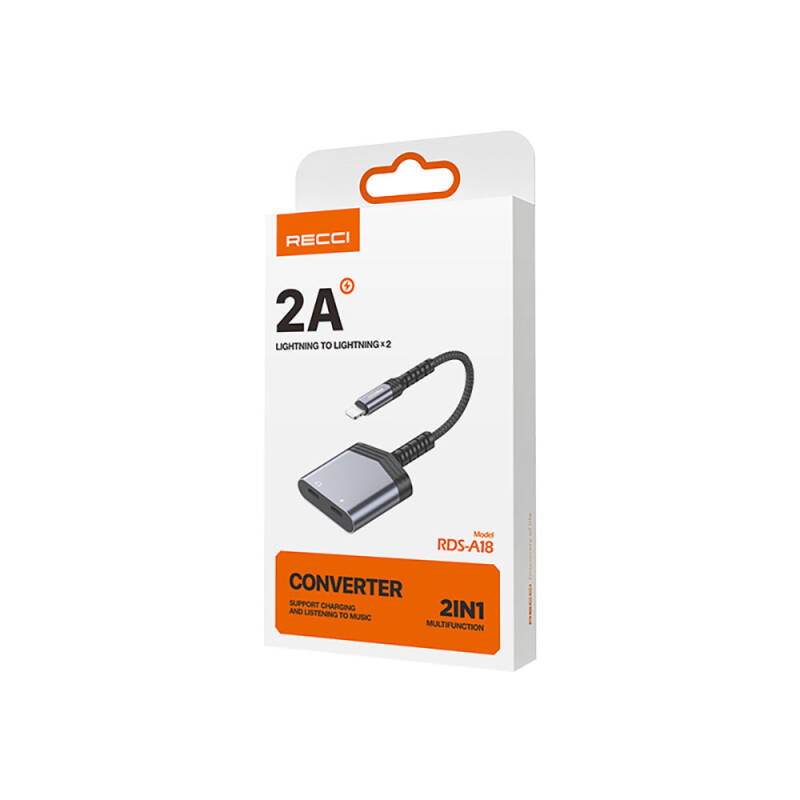 Recci RDS-A18 Lightning 2in1 Charging and Audio Adapter - 5