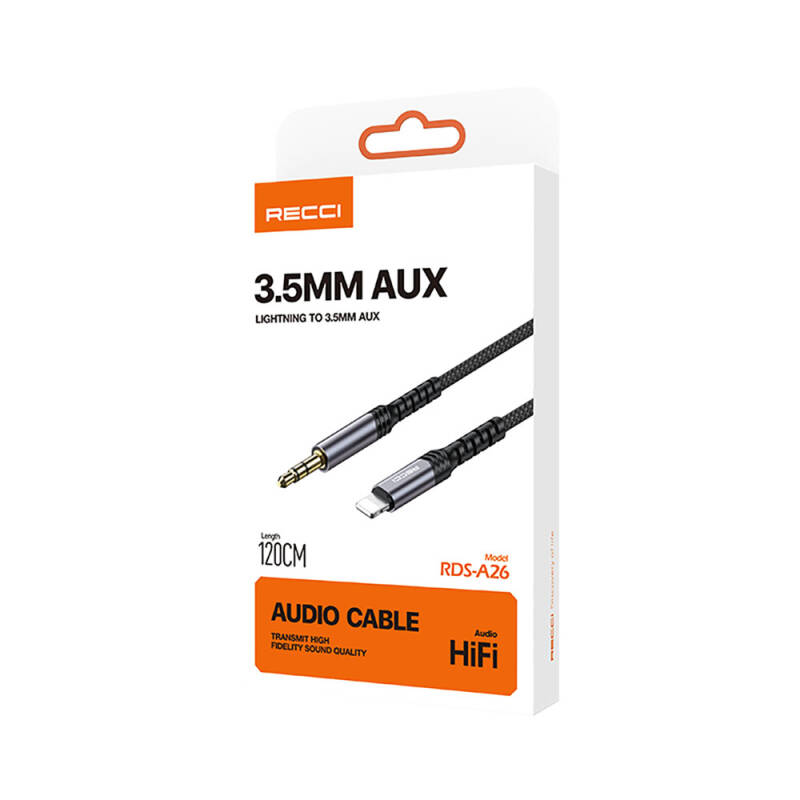 Recci RDS-A26 Lightning to 3.5mm AUX Audio Kablo - 2