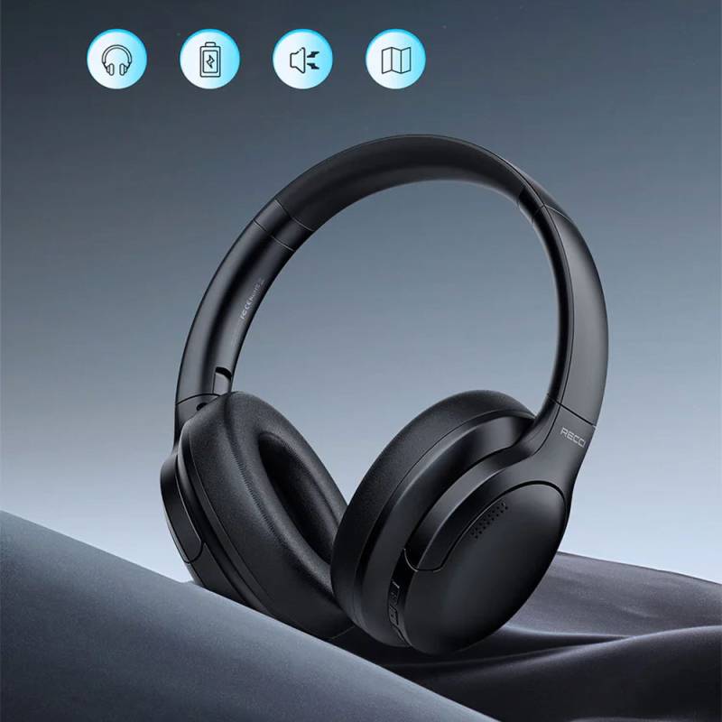 Recci REP-W59 Baron Series ANC and FM Supported Adjustable On-Ear Bluetooth Headphones - 6