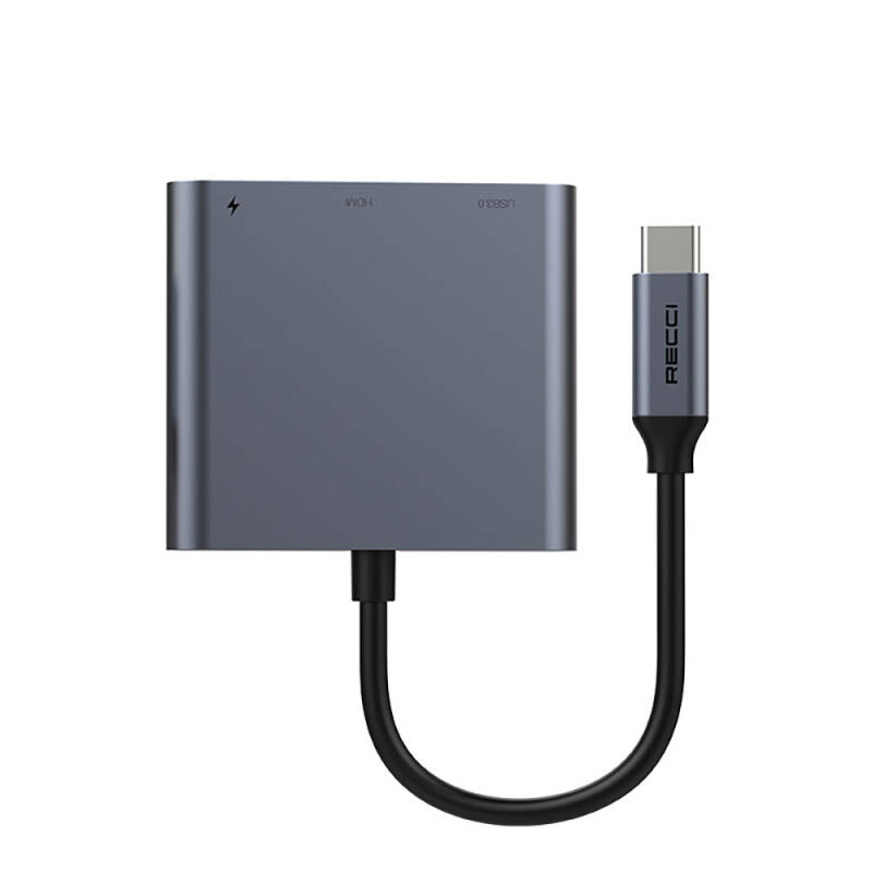 Recci RH05 Type-C to Type-C PD100W + HDMI 4K@30Hz + 3in1 Hub with USB3.0 Connectivity - 1