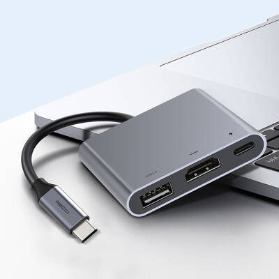 Recci RH05 Type-C to Type-C PD100W + HDMI 4K@30Hz + USB3.0 Bağlantı Özellikli 3in1 Hub - 3