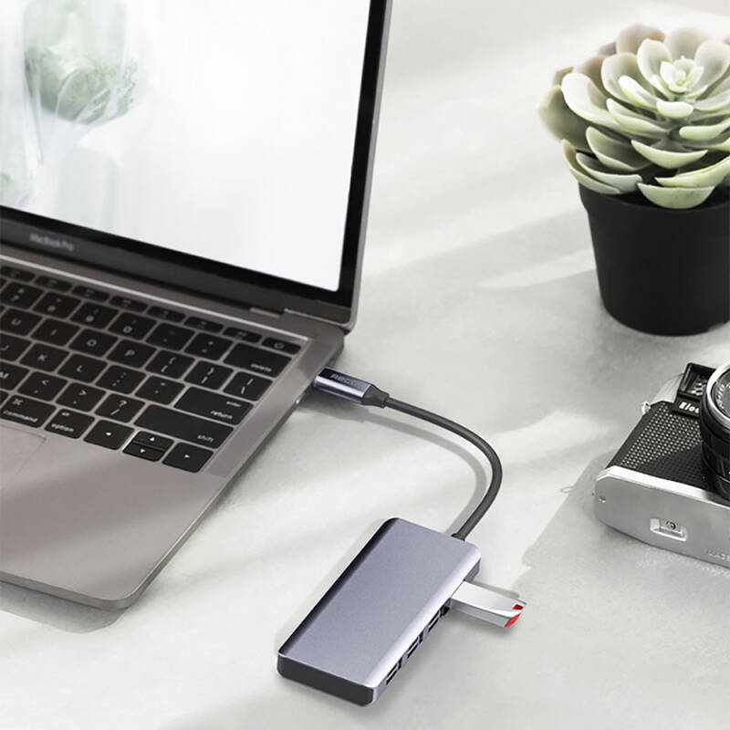 Recci RH06 Type-C to 4 USB3.0 + 5in1 USB Replicator Hub with Micro Connection - 7