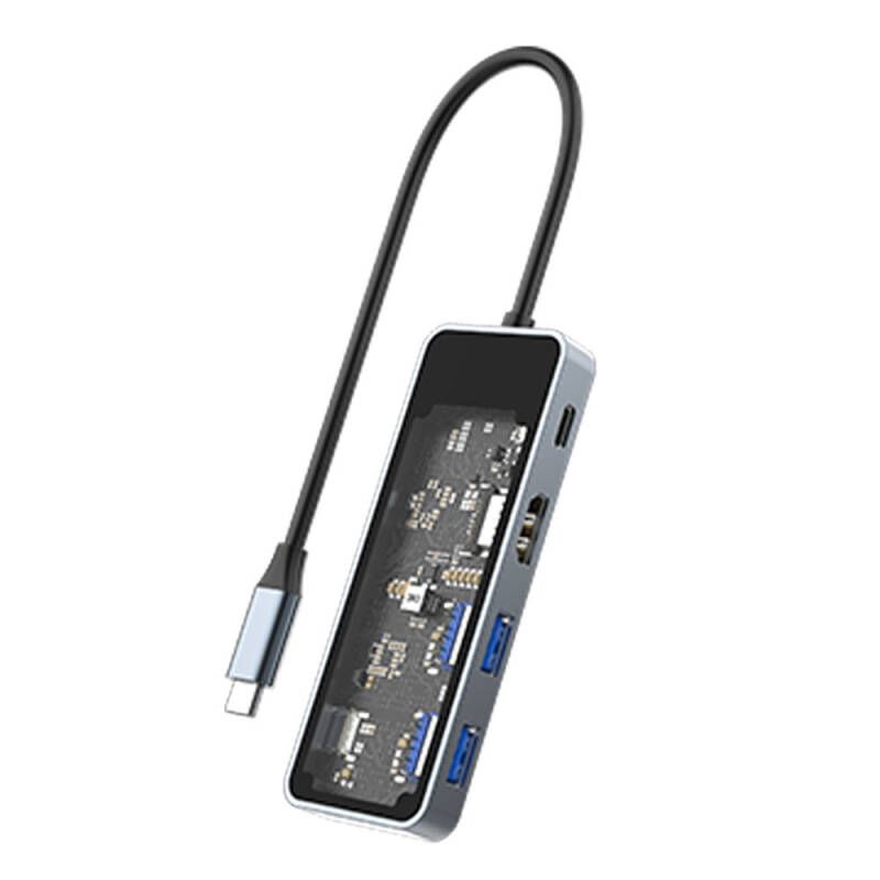 Recci RH16 Type-C to Type-C PD100W + USB3.0 + HDMI + 5in1 Hub with Type-C Connection - 1