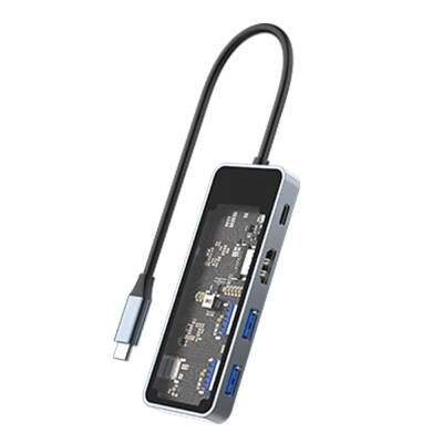 Recci RH16 Type-C to Type-C PD100W + USB3.0 + HDMI + Type-C Bağlantılı 5in1 Hub - 1