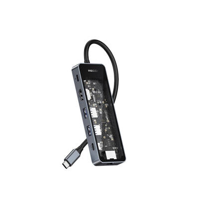 Recci RH17 6in1 Hub with Type-C to Type-C PD100W + USB3.0 + HDMI + Type-C + RJ45 Connection - 2