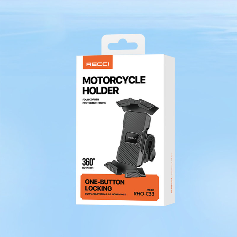 Recci RHO-C33 360° Derece Dönebilen Ayarlanabilir Motosiklet ve Bisiklet Telefon Tutucu - 9
