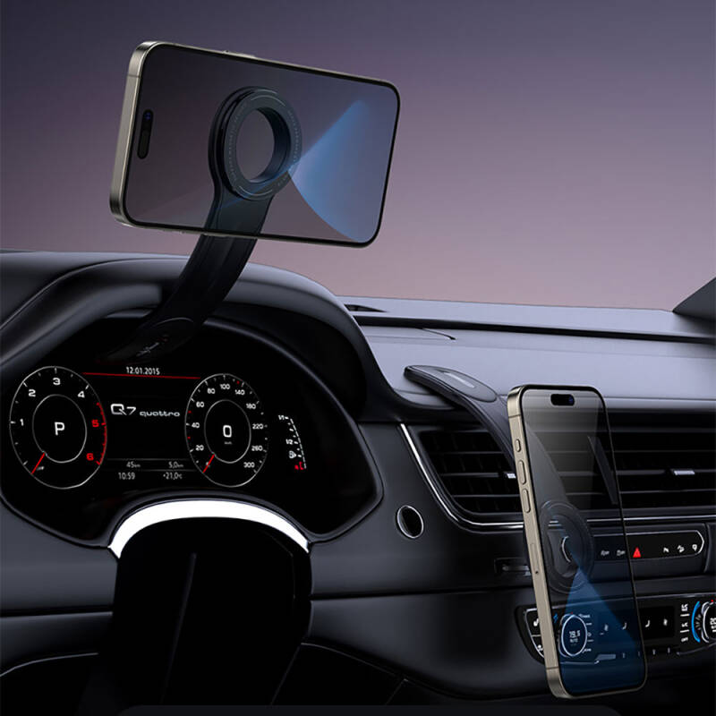 Recci RHO-C40 Magnetic Magsafe Compatible Bendable Curved and Flat Floor Car Phone Holder - 11