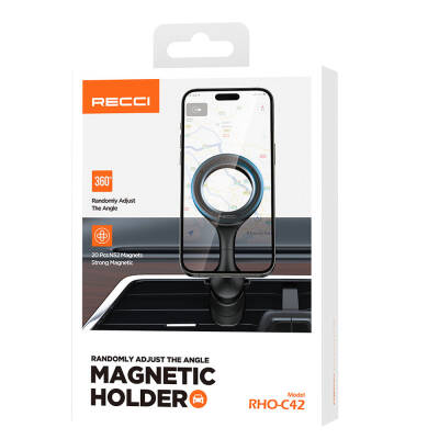 Recci RHO-C42 Magsafe Magnetic 360° Rotatable Ventilation Design Car Phone Holder - 13