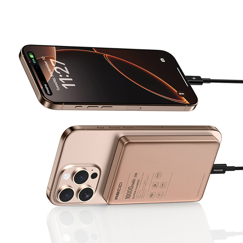 Recci RP35 PD 20W Led Göstergeli Hızlı Şarj Özellikli Wireless Powerbank 15W 10000mAh - 8