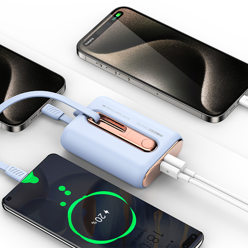 Recci RPB-P12C PD 20W Fast Charging Type-C Cable Power Bank with Strap 22.5W 10,000mAh - 10
