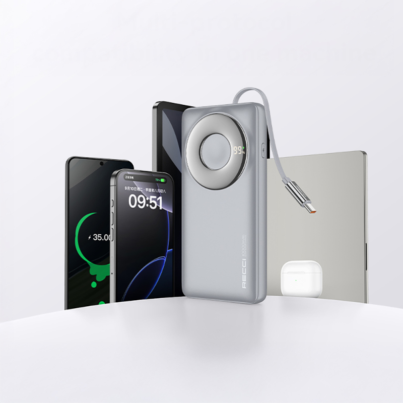 Recci RPB-P58 PD Hızlı Şarj Özellikli Type-C Kablolu Powerbank 22.5W 10.000mAh - 7