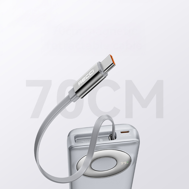 Recci RPB-P72 Hızlı Şarj Özellikli Type-C Kablolu Powerbank 65W 20.000mAh - 7