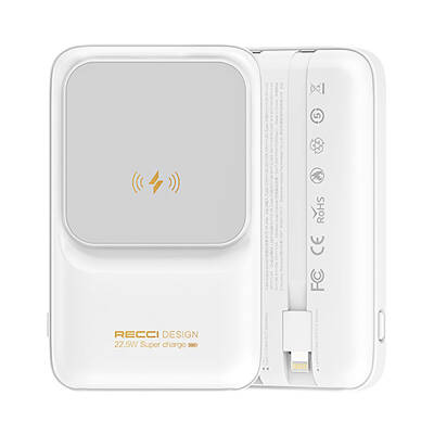 Recci RPB-W10 Polaris Series Dual Cable LED Digital Display Wireless Powerbank 15W 10000mAh - 1