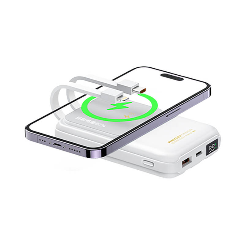 Recci RPB-W10 Polaris Serisi Çift Kablolu LED Dijital Göstergeli Wireless Powerbank 15W 10000mAh - 4