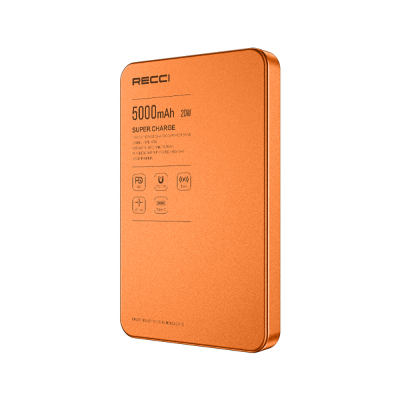 Recci RPB-W35 Ultra İnce PD 20W Hızlı Şarj Özellikli Wireless Powerbank 15W 5000mAh - 2